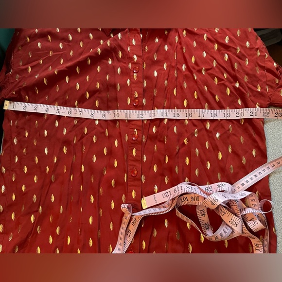 Luna Moon Rusty Red Gold Leaf Blouse Size Medium - Picture 7 of 10